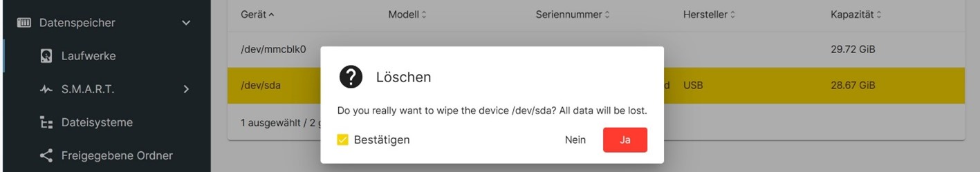 USB-Stick wird gelöscht